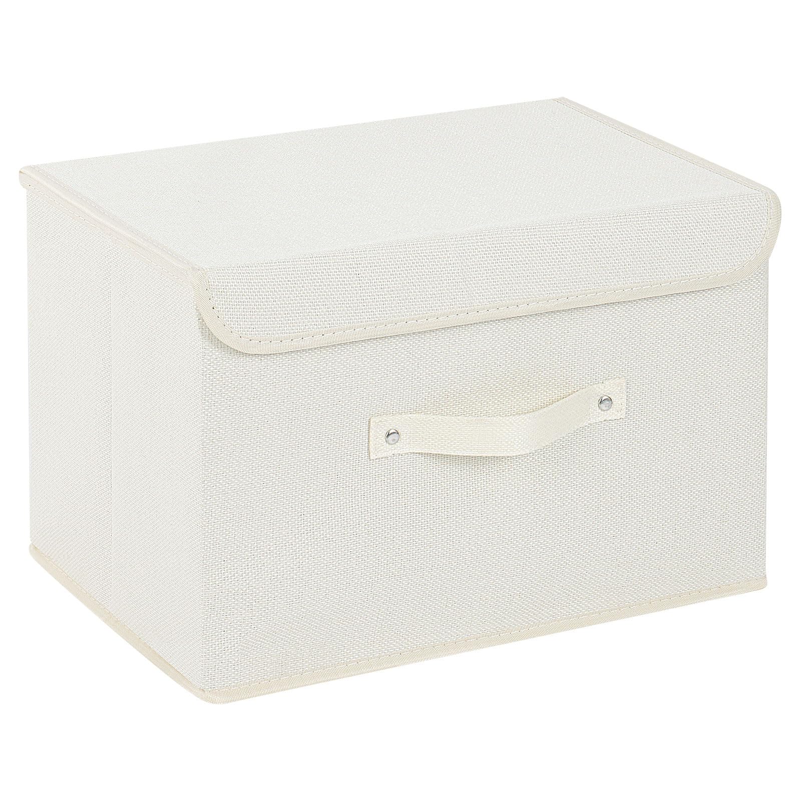 ENUMAIL Storage Boxes, Collapsible Storage Bins with Lids, Cotton and linen cloth Storage Baskets with Handle, for Books, Closet, Bedroom, Home, 15x9.8x9.8 in, Beige