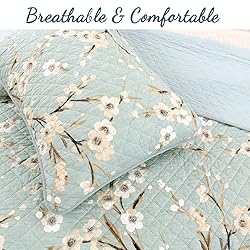 Cozy Line Home Fashions Aqua Teal Turquoise Floral