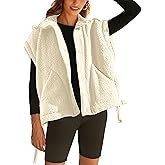 OPCAKM Women's Fuzzy Fleece Vest Oversized Sleeveless Sherpa Jacket Warm Button Down Gilet Outerwear with Pockets
