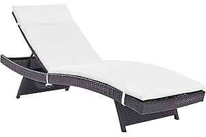 Crosley Furniture Biscayne Reclining Wicker Outdoor Chaise Lounge Chair for Patio, Deck, Backyard, Poolside, White