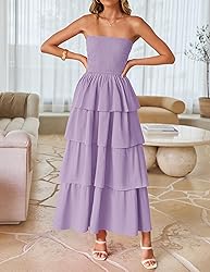 ZESICA Women‘s Summer Boho Strapless Maxi Dress