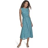 Calvin Klein Women's Sleeveless High Neck Gathered A-Line Midi Dress