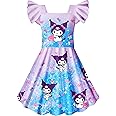 Bostetion Girls Cute Cartoon Dress Little Kids Cute Party Dress for 5-14Y Casual Kids Clothing