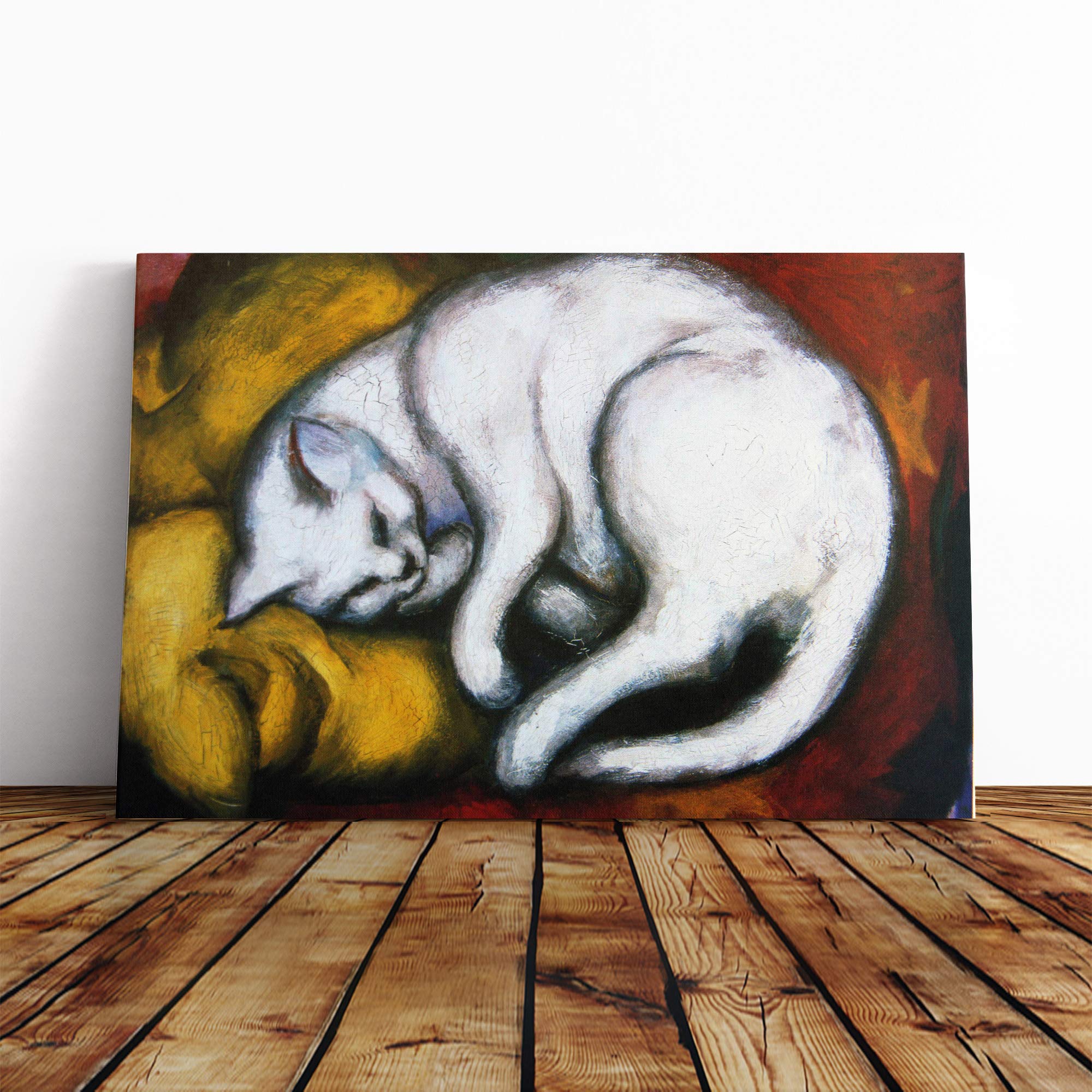 Franz Marc Sleeping Cat Canvas Print | Gallery Wrapped 30mm Frame Wall Art | 20x14 inches | Ready to Hang | Modern Animals Picture | Living Room Bedroom Lounge Office