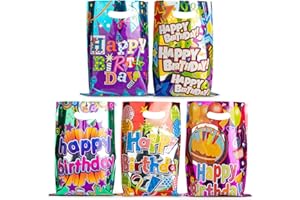 UUSYCUN 40PCS Birthday Goodie Bags for Kids, Cake & Ribbons Party Favor Bags for Kids Birthday, Plastic Treat Bags for Party, Small Return Gift Bags Bulk for Goody, Candy, Holiday, Girls, Boys, Adult