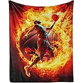 Basketball Throw Blanket - Soft Flannel Blankets for Girls Boys Kids Sports Loves - Warm Basketball Player Blankets for All Season Lap, Chair, Sofa - 50"x40"