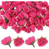 M METERXITY 50-Pack Artificial Roses Heads, 1.2 Inch Small Silk Faux Rose Head for Wedding/Bouquet/Party Decorations, Fake Bloom Flower Heads Buds [Rose Red]