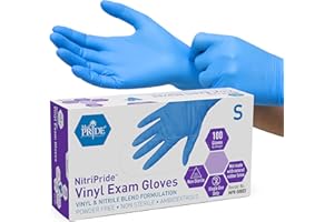 MED PRIDE Disposable Powder Free Non Latex Single Use Medical Exam Gloves, Nitrile Vinyl Blend for Cleaning and Food Handling