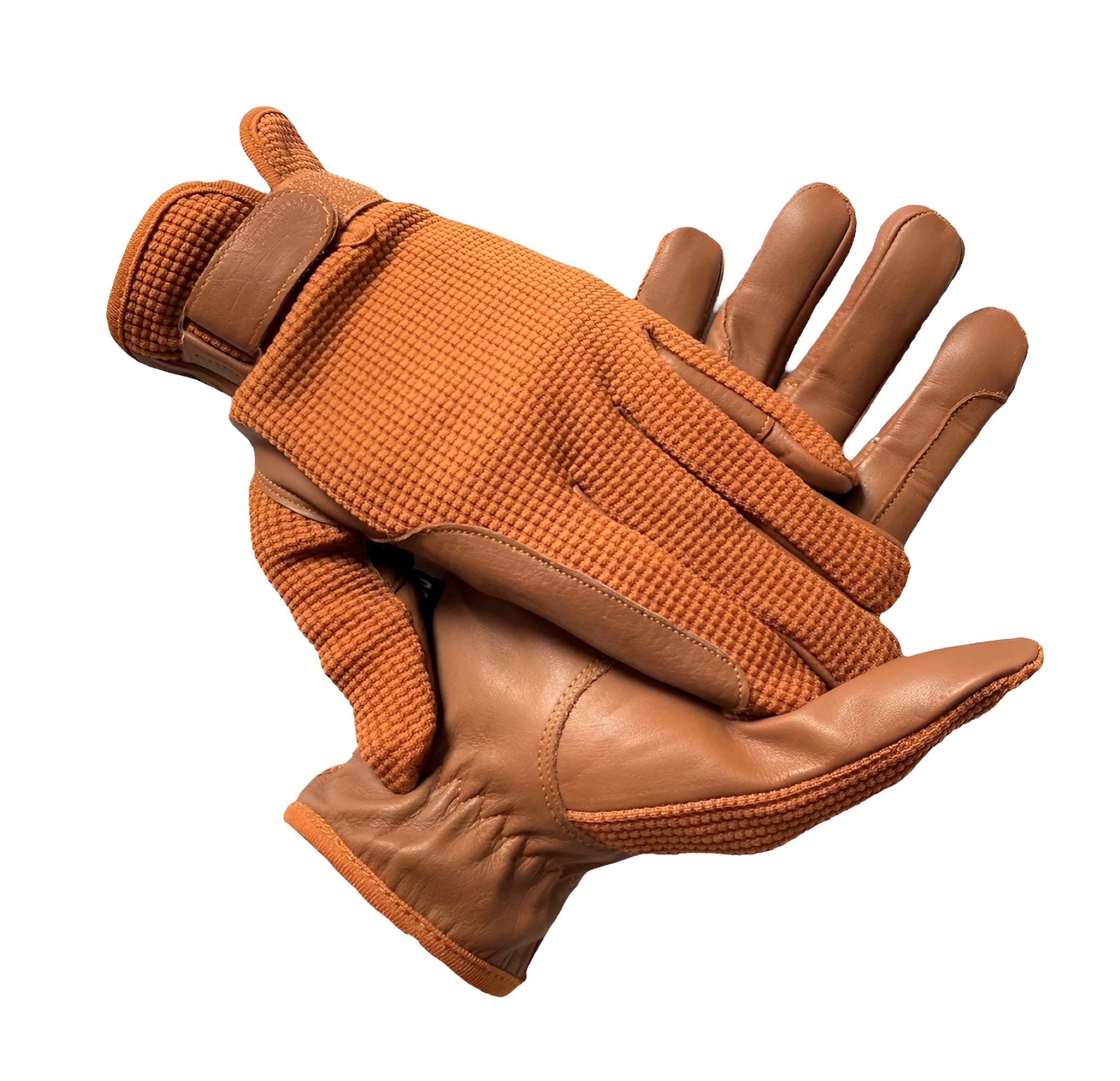 GENTS Horse Riding MEN'S Gloves Equestrian Real Leather & Cotton Premium Quality in TAN (Small)