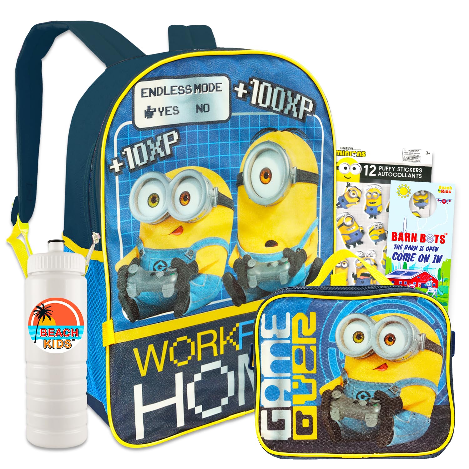 Photo 1 of Despicable Me Backpack and Lunch Box for Kids - Minion Backpack for School Bundle with 16" Minions Backpack, Minions Lunch Bag, Minions Stickers, Water Bottle, More | Despicable Me School Supplies