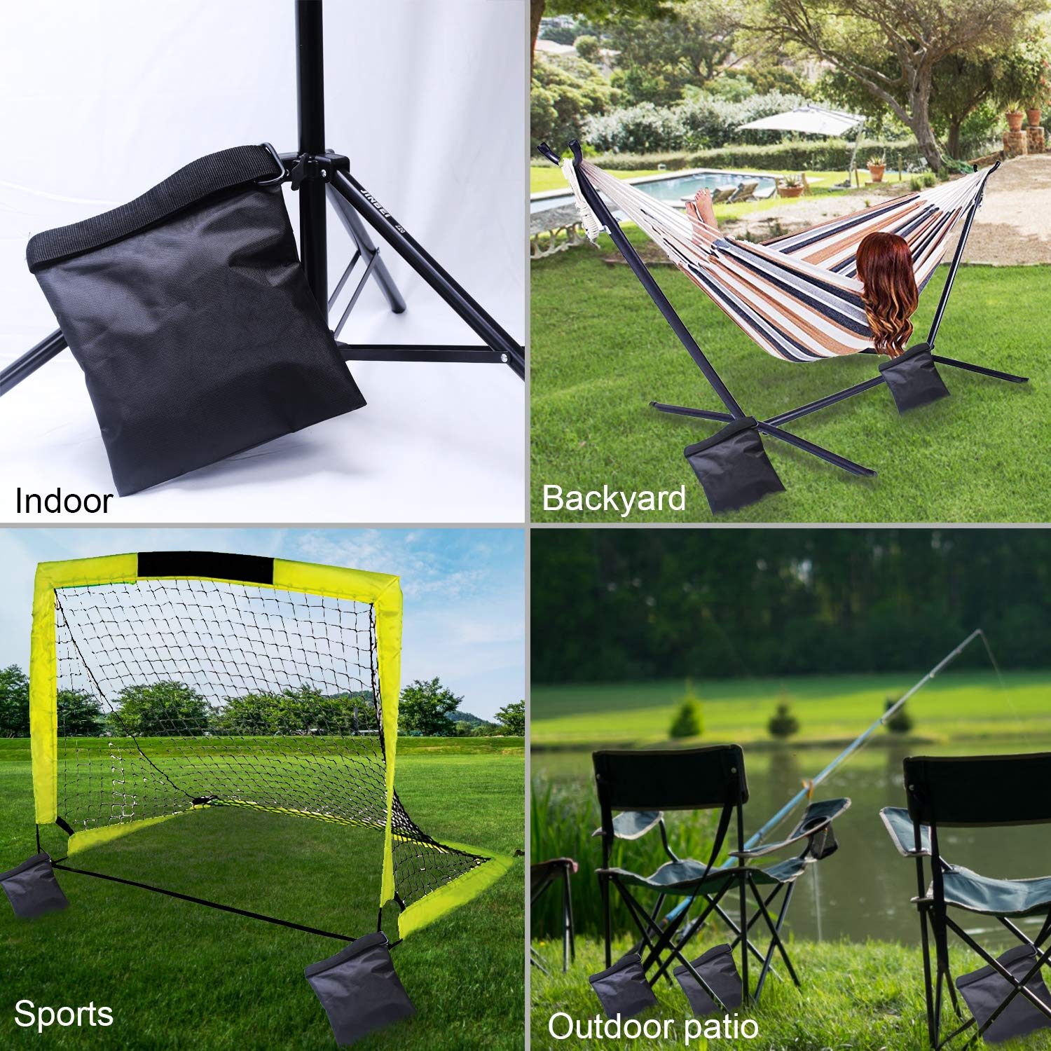 ABCCANOPY Photography Sandbag for Video Stand, Heavy Duty Weight Bags for Light Tripod, Camping Chair, 4 Packs (Black)