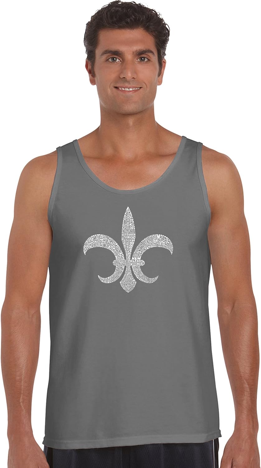 Men's Word Art Tank Top - Fleur DE LIS - Popular Louisiana Cities- LA Pop Art