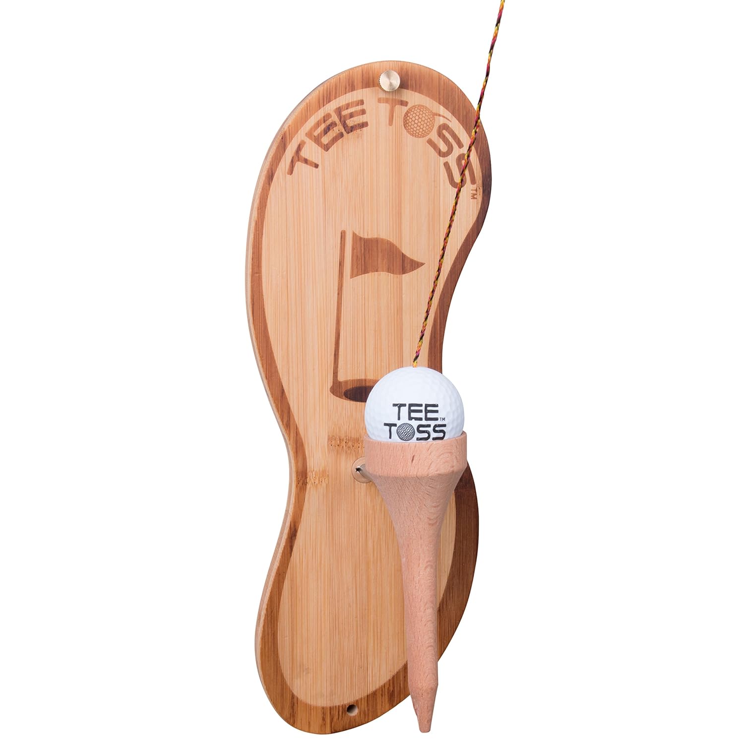 Tiki Toss Golf Ball Toss Game - 100% Bamboo - Be The First to Land The Ball Up On The Tee! (All Parts Included), 17 in. x 7 in. x 2 in, EMW9700642