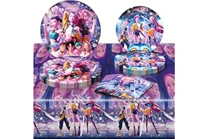 AIXPROBEAD Demon Hunters Birthday Decorations, 20 Plates, 20 Napkins and 1 Tablecover for Boys Girls Kpop Party Supplies