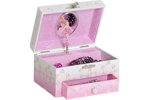 Mele & Co. Since 1912 Original Fairy Twirling Ballerina Dancer Painted Musical Jewelry Box Single Drawer Organizer for Girls