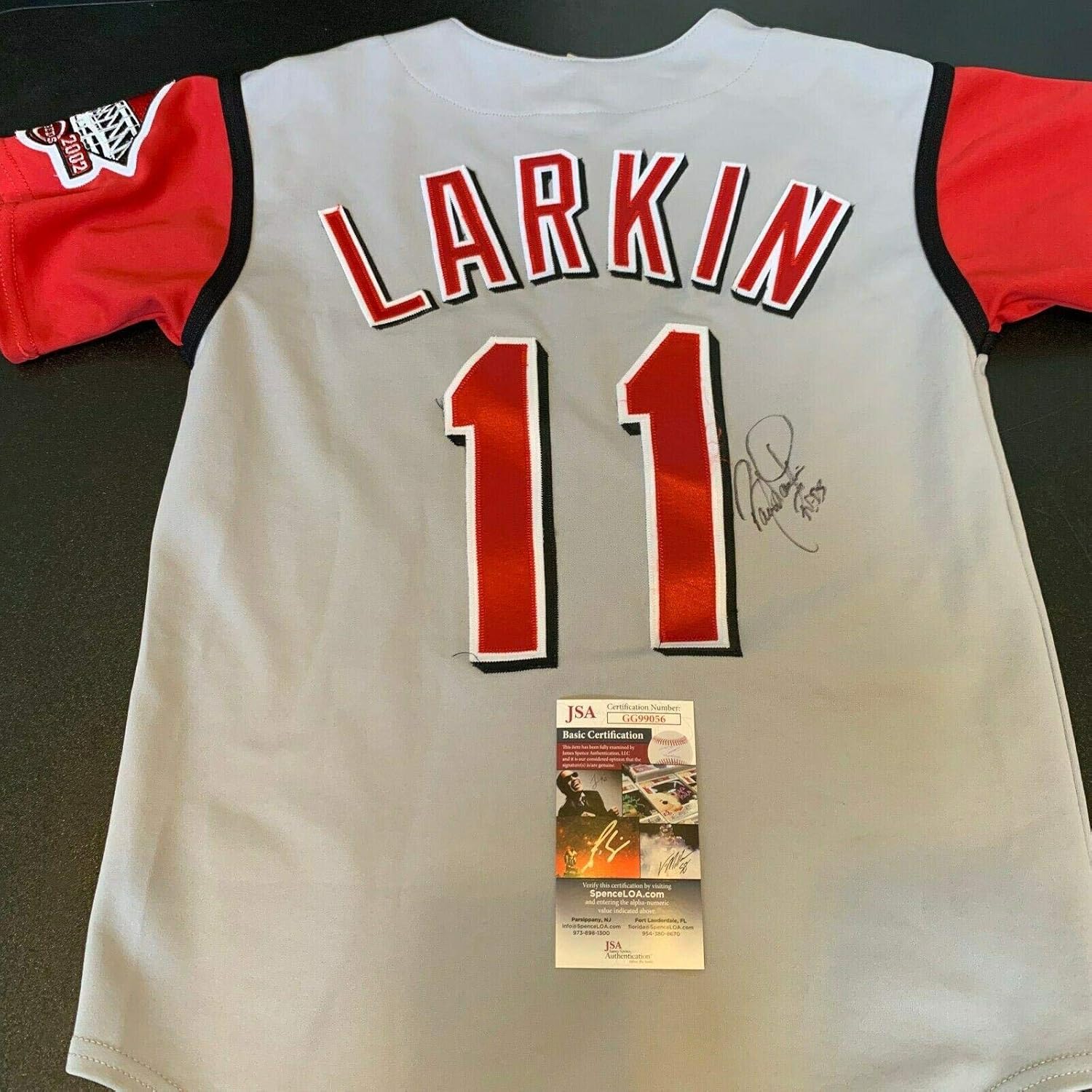 Barry Larkin Signed Jersey Majestic COA JSA Certified Autographed