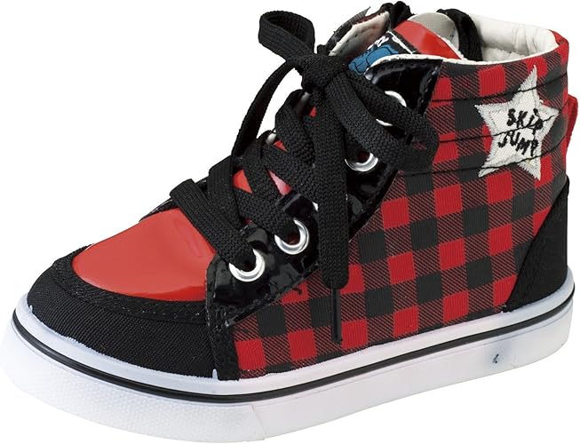 Amazon スキップランド レモール スターポイントハイカットスニーカー 18cm レッドチェック スキップランド シューズ バッグ