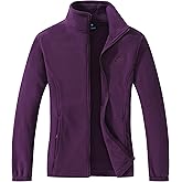 GIMECEN Women's Lightweight Full Zip Soft Polar Fleece Jacket Outdoor Recreation Coat With Zipper Pockets