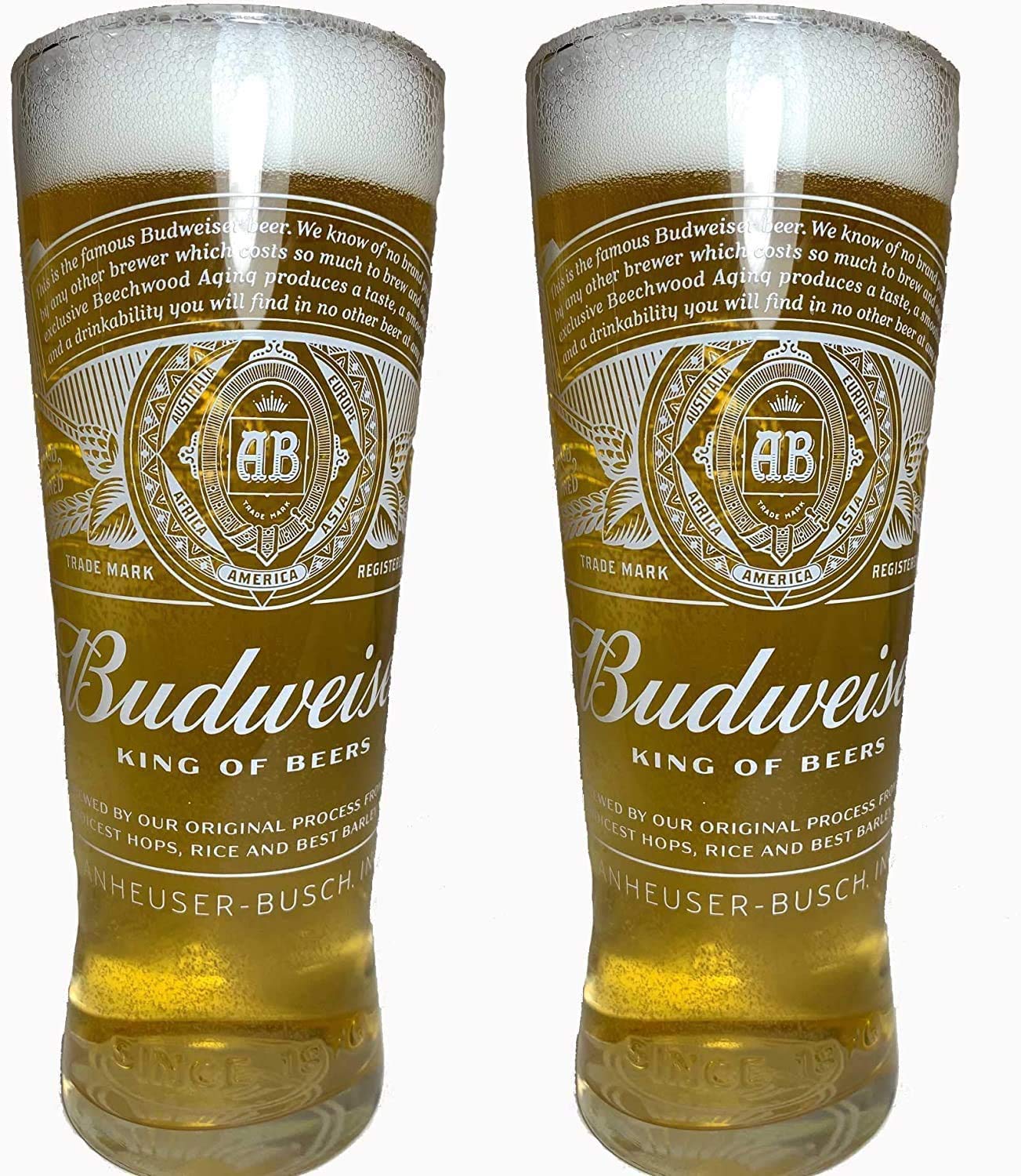Official Budweiser 2020 Nucleated (King of Beers) Pint Glass - Twin Pack x 2