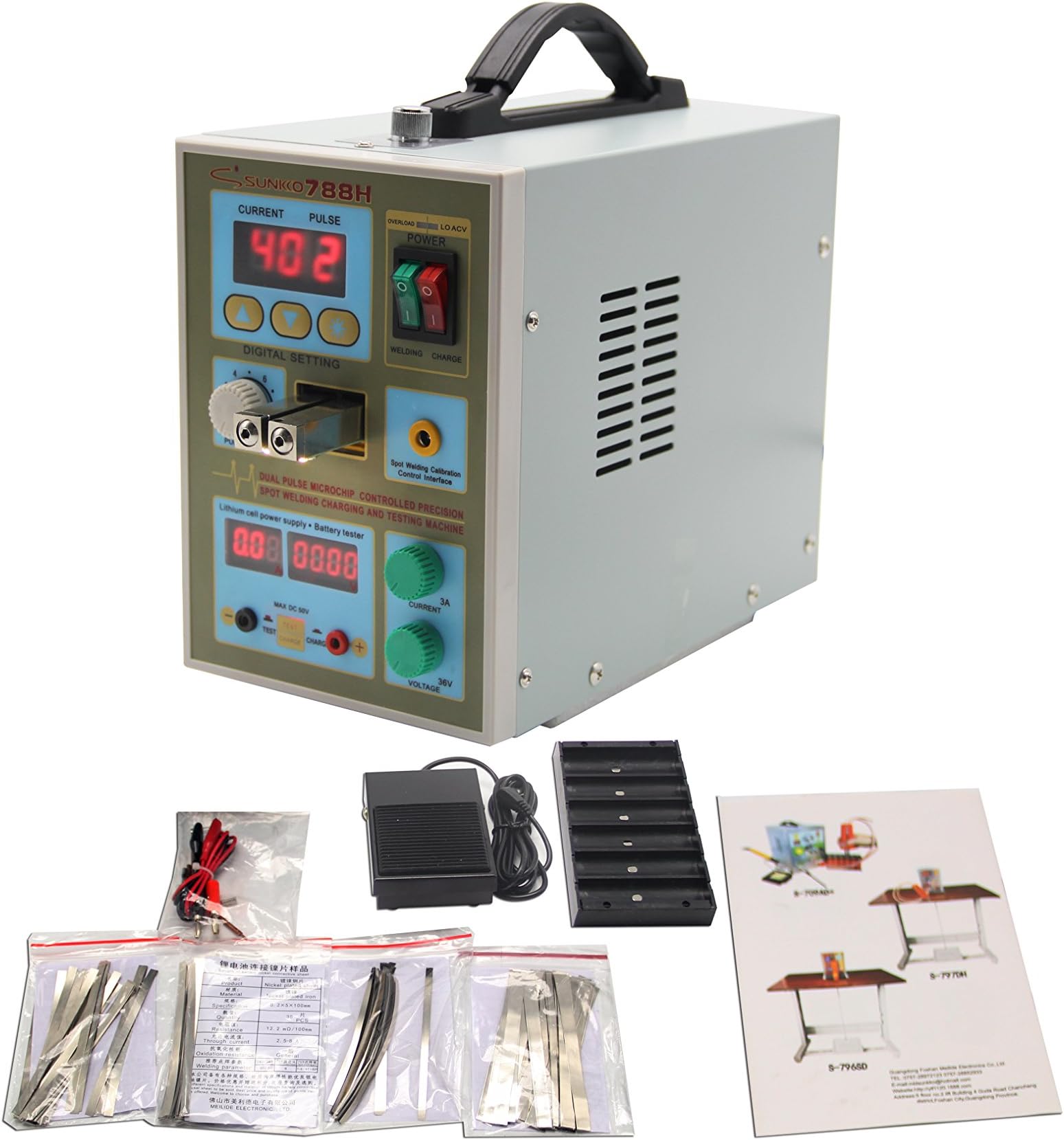 CGOLDENWALL LED Pulse Battery Spot Welder 788H Welding Machine Micro-Computer 18650 Battery Charger 800 A 0.1-0.2 mm 36 V with LED Light