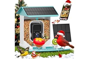 BROAIMX Smart Bird Feeder with Camera-AI Identify 11,000+ Species, 2K HD Auto Capture Birds Video & 64G TF Card, Solar-Powered Wireless Outdoor Design, Birdhouse with Built-in Two-Way Microphone