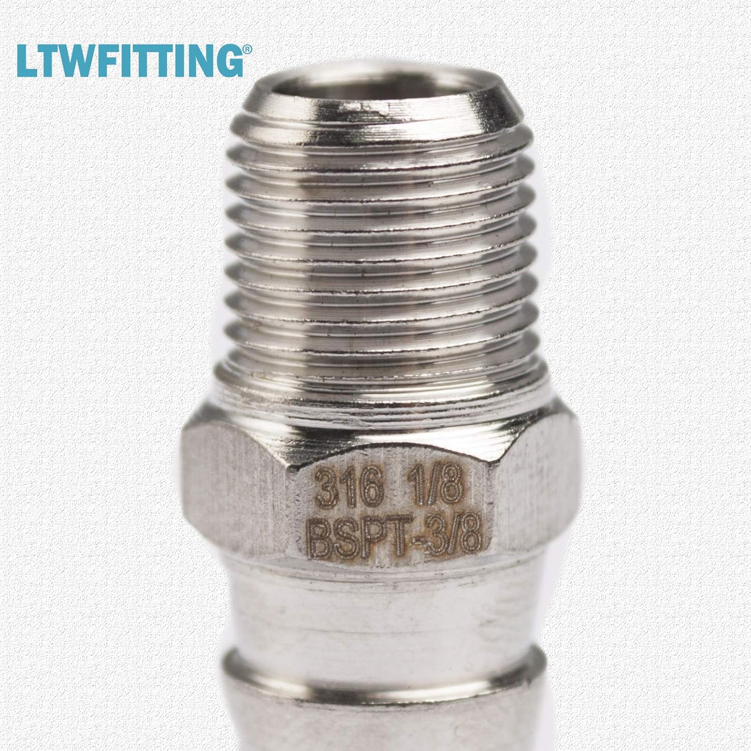 LTWFITTING Stainless Steel 316 Barbed Fitting Connector 1/8" Male BSPT x 3/8"(10mm) Hose Barb Fuel Gas Water (Pack of 5) - Image 5