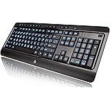 Azio Large Print Tri-Color Backlit Wired Keyboard (KB505U)