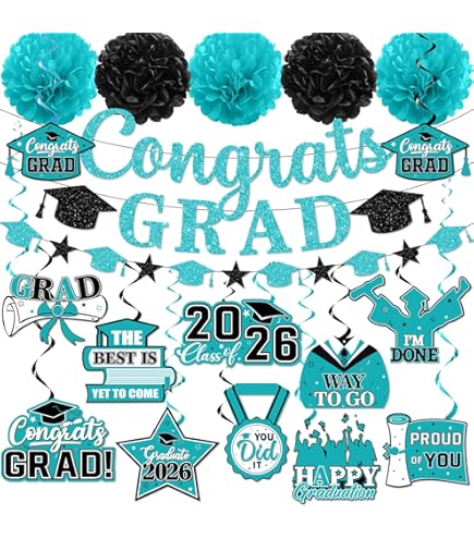 JOYMEMO Striscione Laurea Verde Glitter “We Are So Proud Of You” – Ghirlanda Per Festa Di Laurea 2022 Con Tappi Di Laurea