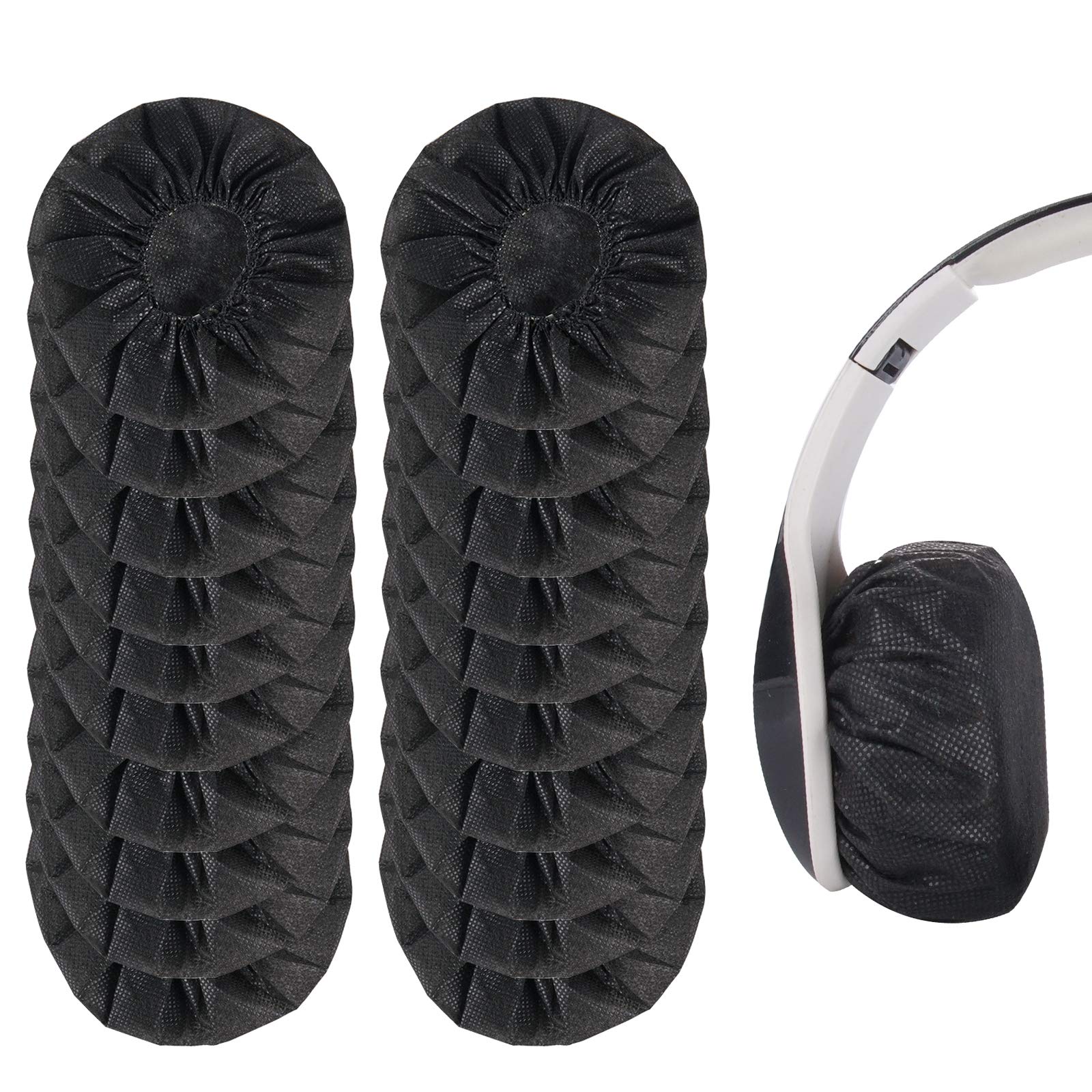 Yizhet Disposable Headphone Covers, 100 Pieces Non-Woven Fabric Ear Pads Protector 3.34" / 8cm Hygiene Headset Ear Covers Stretchable Sanitary Earcup Covers for 2.75"-3.34" / 7-8.5cm Headsets (Black)