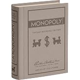 WS Game Company Monopoly Vintage Bookshelf Edition Board Game, 2-6 Players | Classic Family Strategy Board Game, Linen-Wrapped Book Box, Integrated Storage, Retro Design, Adults and Kids Ages 8 and Up