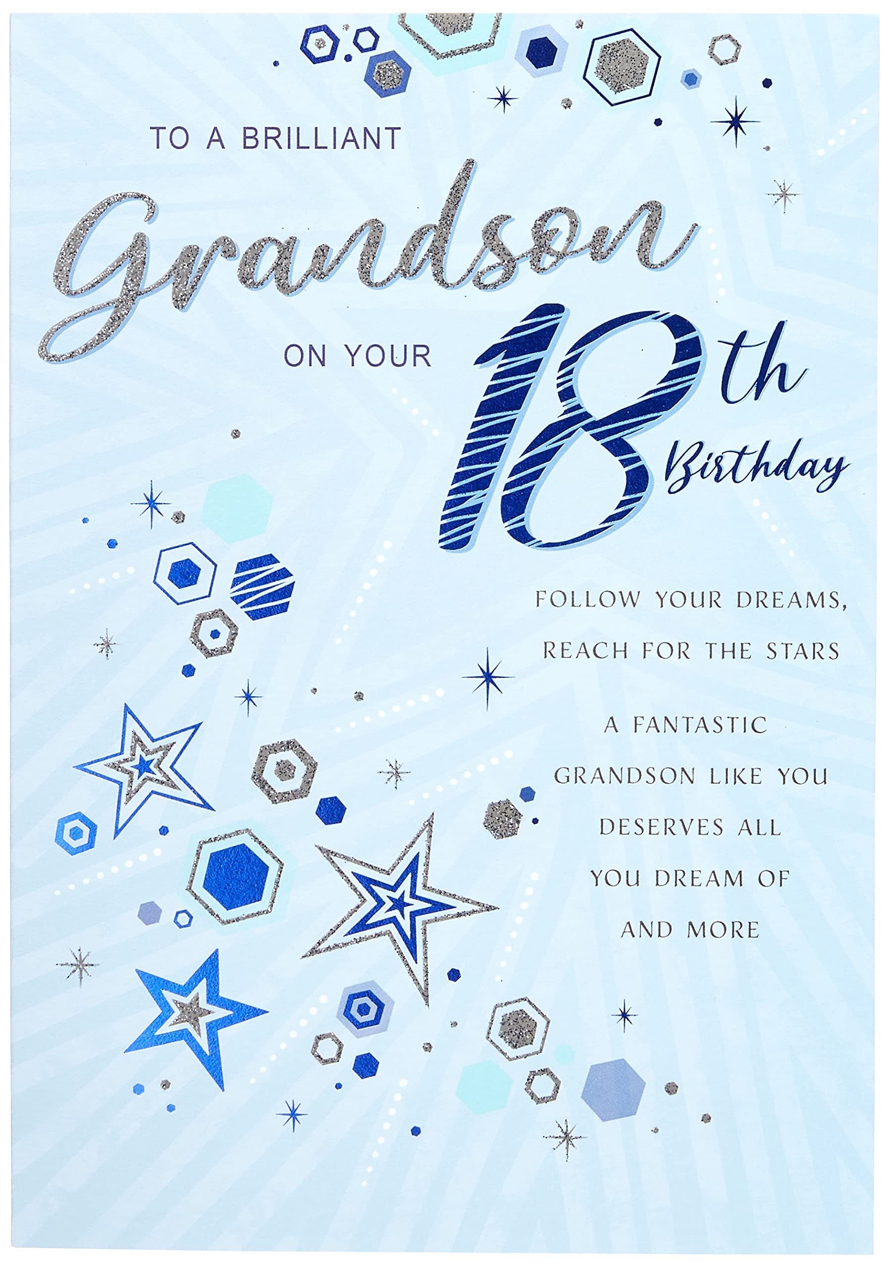 Regal Publishing Modern Milestone Age Birthday Card 18th Grandson - 9 x 6 inches,Blue