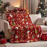 Horaldaily Christmas Flannel Blanket Throw, Red Gingerbread Man Christmas Bear Soft Fuzzy Plush Cozy Fleece Blankets for Couch Sofa Bed Lounging, Ideal Gifts for Kids Adults Wife Self, 50x60