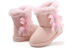 LONSOEN Kids Girls Boys Winter Warm Boots Suede Lightweight Faux Fur Lined Mid Calf Snow Boots for Toddler/Little Kid