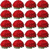 Tigeen 150 Pcs Artificial Silk Roses Flowers Bulk for Weddings, Valentine's Day & Home Decor - Realistic Long Stem Flowers(Red)