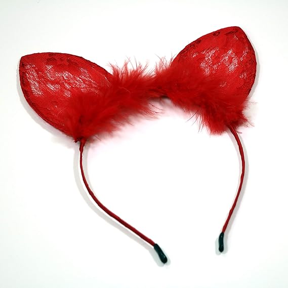 Amazon Daisy Field 猫耳 カチューシャ フェイクファー レース生地 コスプレ 用 小物 赤 ファッション小物 通販
