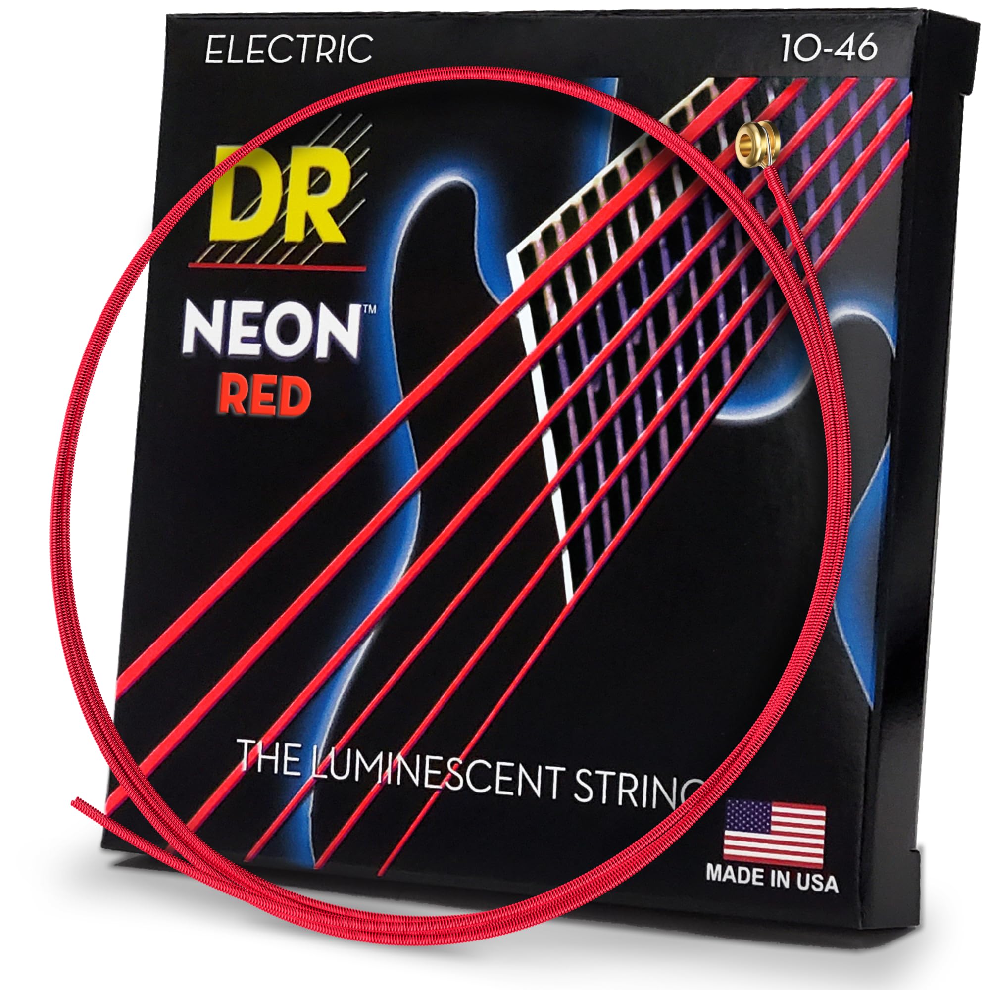 DR NRE10 Strings Hi-Def Neon Red Electric Medium