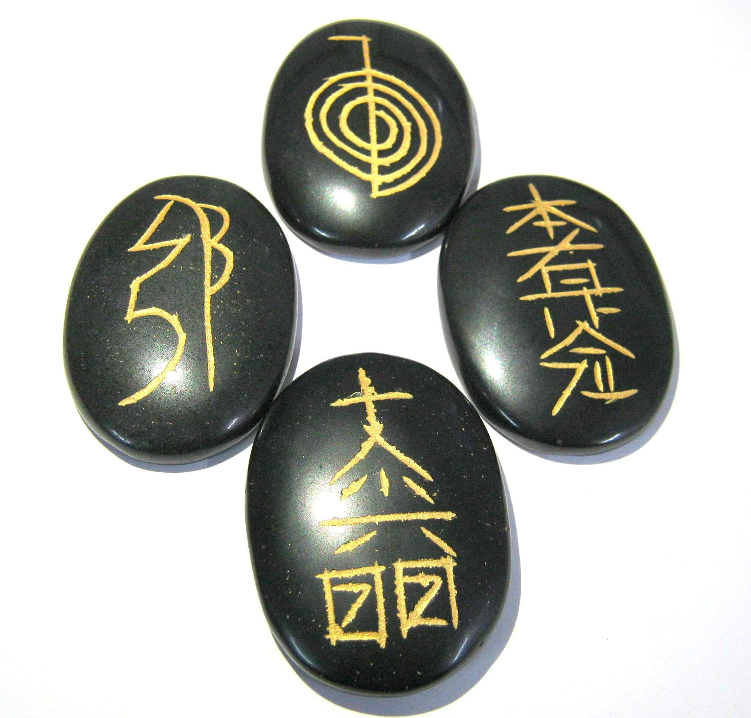 crystalmiracle Usui Reiki Symbol Carved Black Agate Set Crystal Healing Wellness Men Women Gift Reiki feng Shui - Image 3