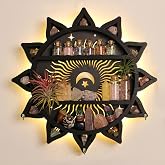 Witchy Home Decor Shelf, LED Rock Display Shelf, Crystal Shelf Display | Witchy Wall Decor, Chakra Decor, Lotus Flower, Witch