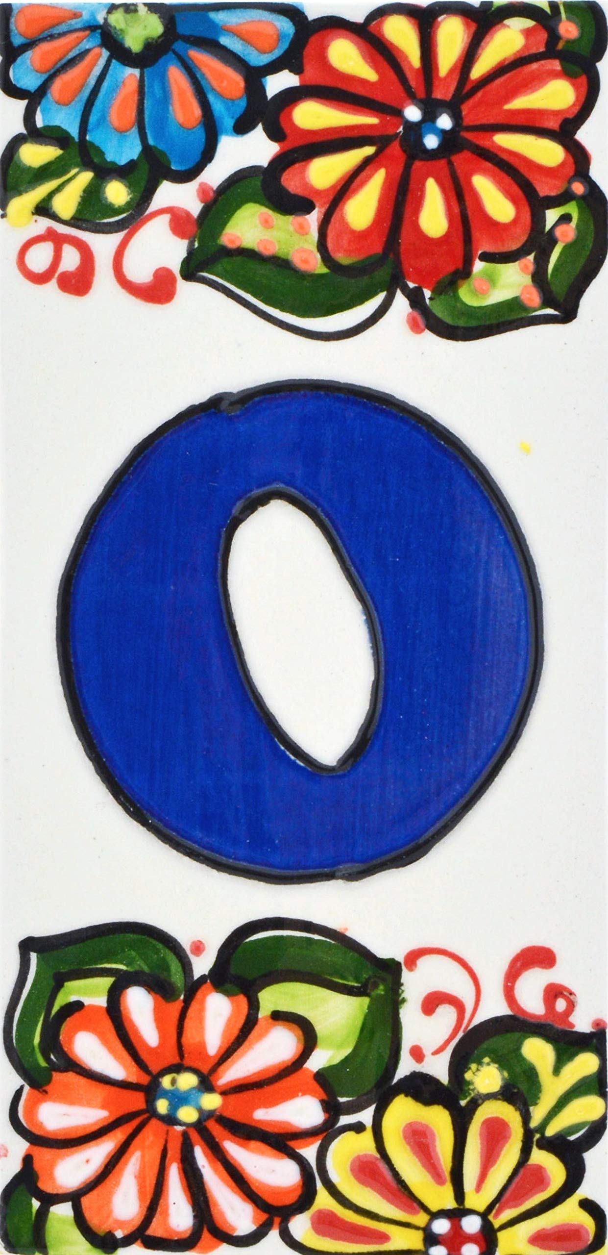 House letters 6 inch. Handpainted house letter tiles for signs, addresses and names. Address numbers for houses. House address numbers and letters. Design Design GARDEN 5,71" x 2,76" (LETTER "O")