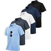 ZITY 5 Pack Polo Shirts for Men with Pocket Dry Quickly Short Sleeve Athletic Outdoor Work Collared Shirts