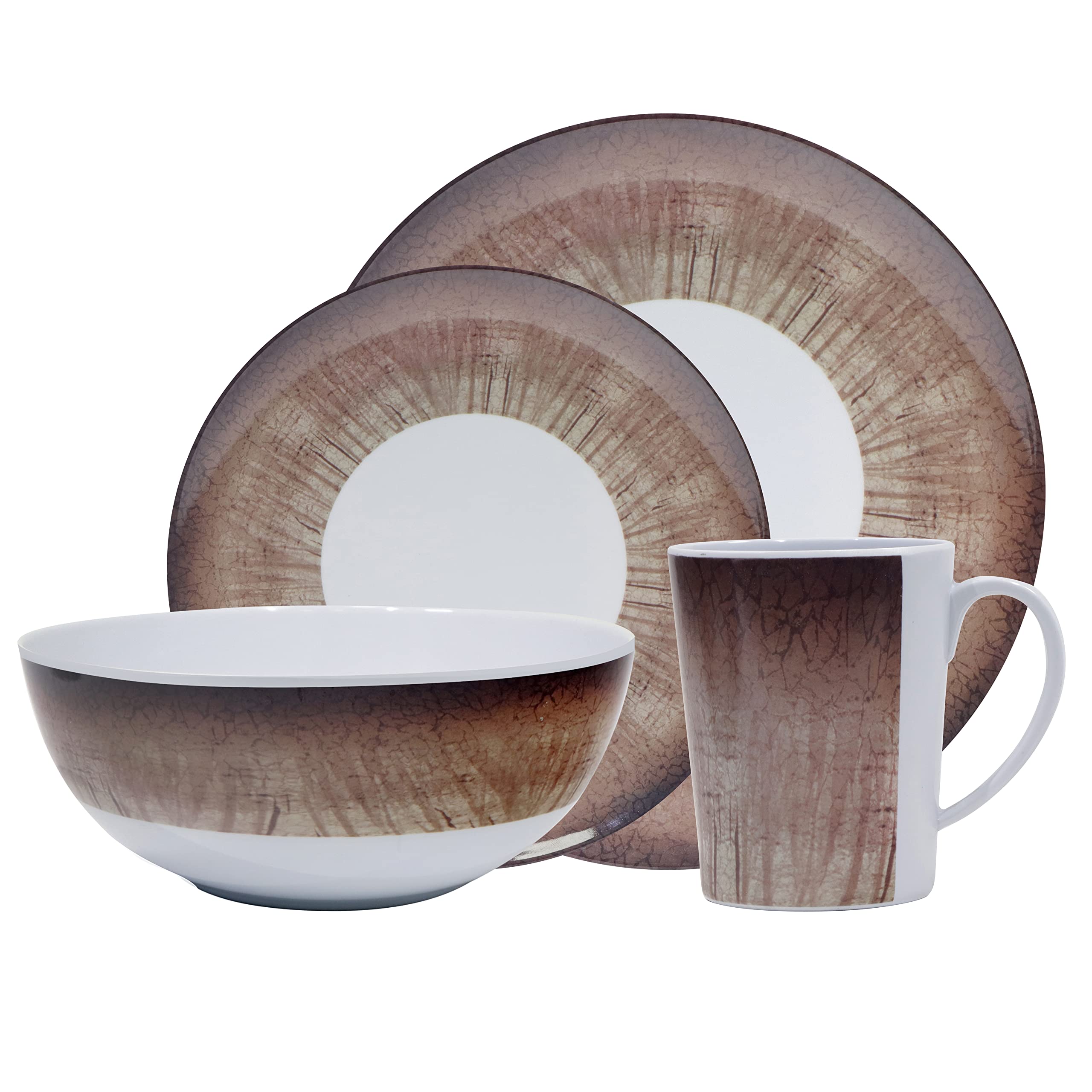Leisurewize 16 piece Melamine Dinner Set | STONE