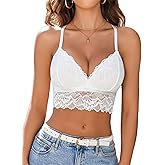 Avidlove Bralette for Women Wireless Lace Bra V Neck Racerback Cami Tank Y2k Camisoles Adjustable Crop Top