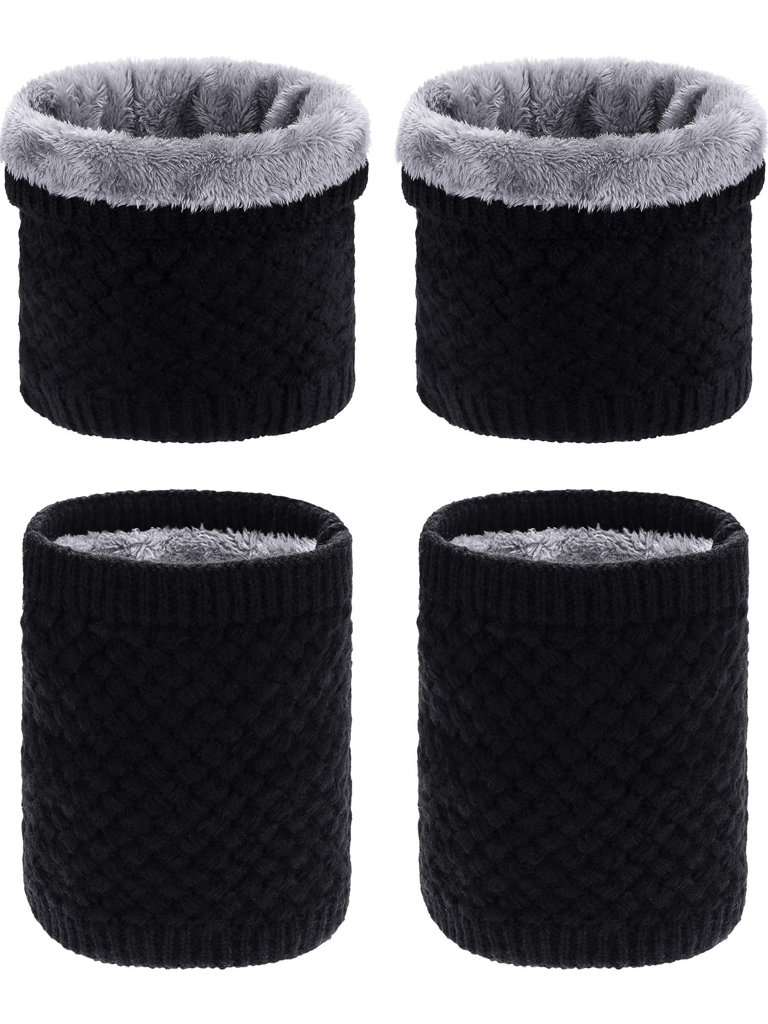 Sumind 4 Pieces Knit Neck Warmer Doublelayer Thick Neck Scarf Fleece