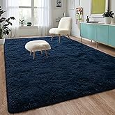 DweIke Fluffy Navy Blue Rugs for Bedroom Living Room, 3x5 Feet Soft Plush Shaggy Dark Blue Girls Boys Kids Rug, Non-Slip and Machine Washable Carpet for Dorm Nursery Classroom Decor