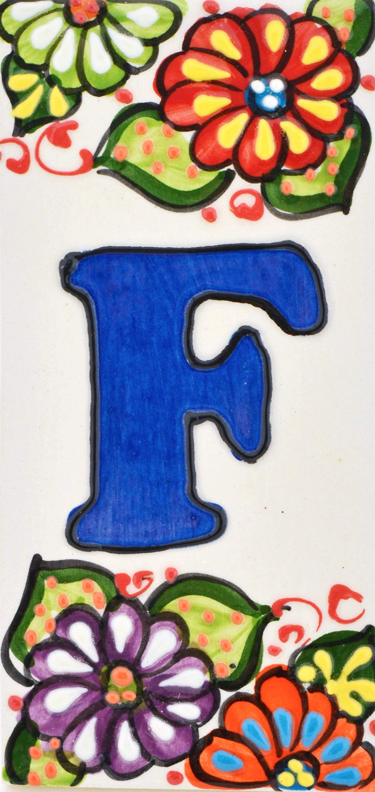 House letters 6 inch. Handpainted house letter tiles for signs, addresses and names. Address numbers for houses. House address numbers and letters. Design Design GARDEN 5,71" x 2,76" (LETTER "F")