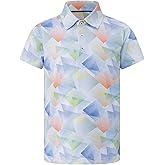 Lenygose Boys Golf Shirts Short Sleeve Performance Polo Dry Fit Moisture Wicking Casual Printed Shirt for Kids 5-14 Years