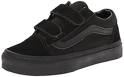Vans Girls Old Skool V Leather Skate Shoes Black 2