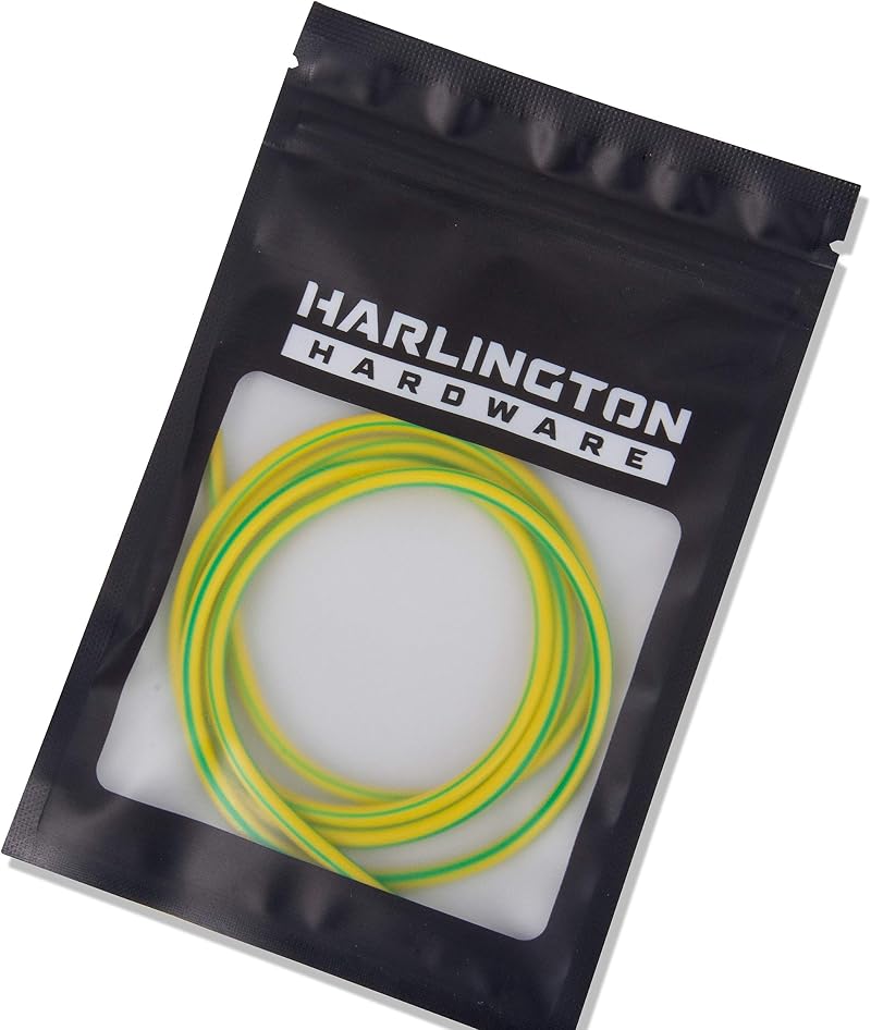 Harlington Group 3mm Earth Sleeving 1M Green Yellow PVC Wire DIY Electrical