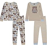 Cudlie Boys’ 4-Piece Pajama Set, Super Comfy Cotton Blend Sleepwear, 2 Tops and 2 Bottoms, Fun Designs – Sizes 12M–5T