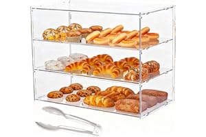 Cityjoy 3-Tier Commercial Bakery Display Case, 19.49"x 14.96"x 10.23" Pastry Display Case Countertop Display Cabinet Box for Bread Dessert Food Cookie Baking